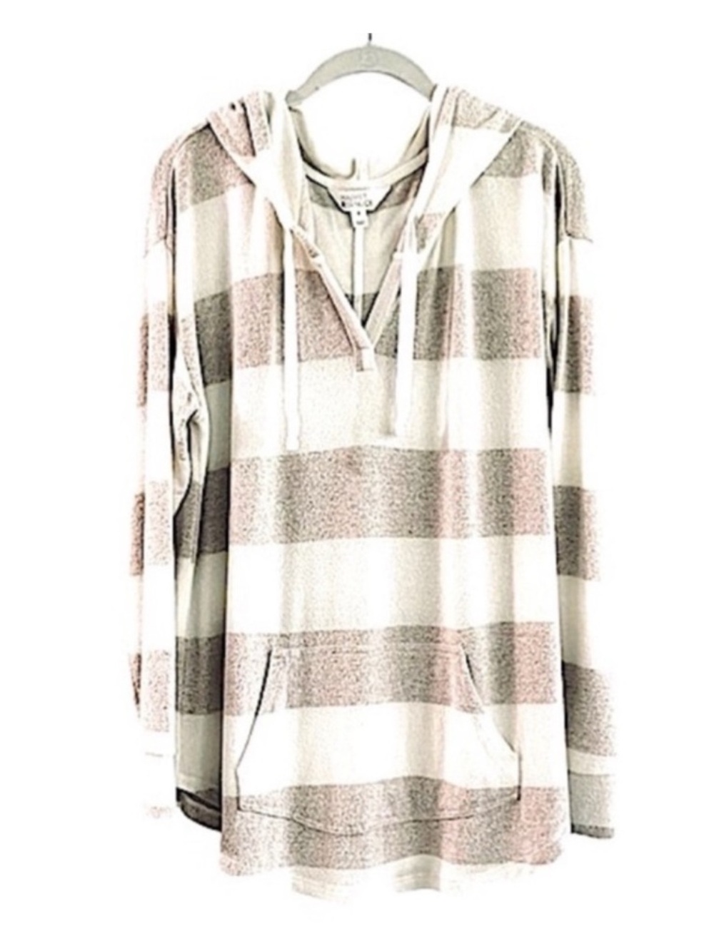 Market & Spruce Pullover Hoodie Pocket Sweater Tan Off White Size XL
